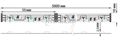 Лента светодиодная силикон, 10 мм, IP65, SMD 5050, 60 LED/m, 12 V, цвет свечения RGB