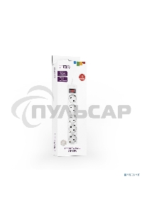 Сетевой фильтр CBR CSF 2505-5.0 White CB, 5 евророзеток, длина кабеля 5 метров, цвет белый (коробка)