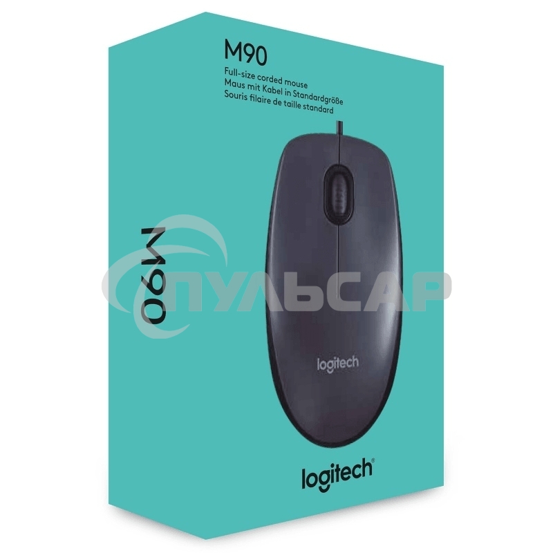 Мышь проводная Logitech M90 черный/серый, 1000 dpi, USB, кнопки - 3