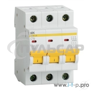 Выключатель автоматический Iek MVA20-3-010-C ВА47-29 3Р 10А 4,5кА х-ка С ИЭК