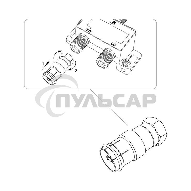 Переходник PROCONNECT (05-4362-4) ПЕРЕХОД штекер F - гнездо TV