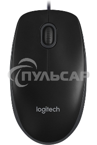 Мышь проводная Logitech B100 черный, 1000 dpi, USB, кнопки - 3