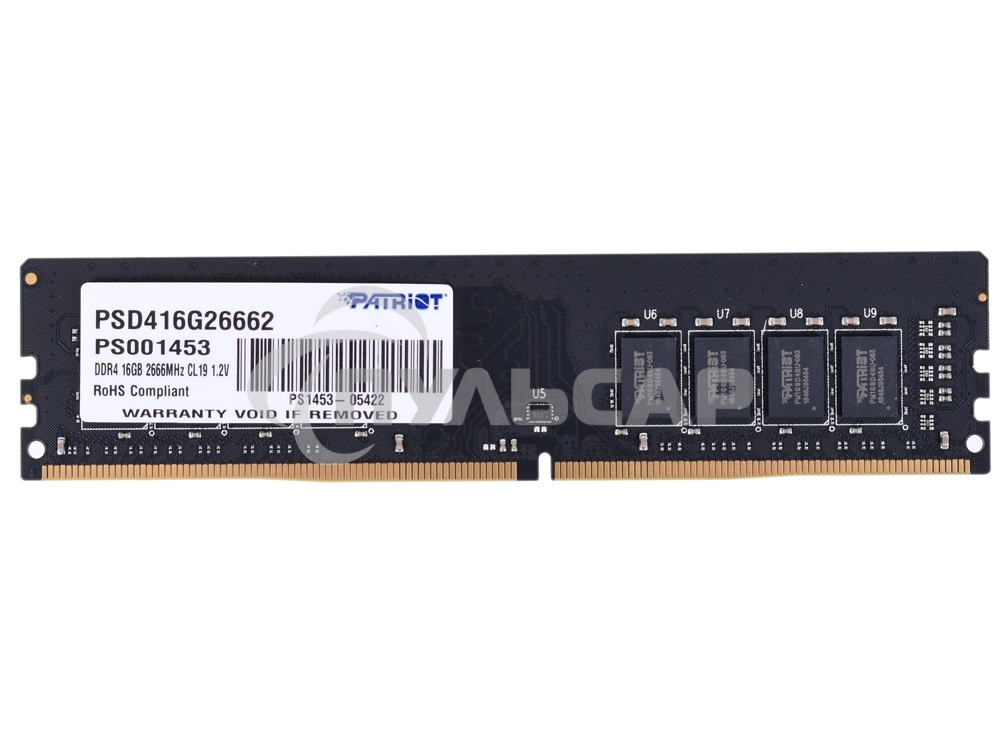 Оперативная память Patriot Signature, DDR4, 16Gb (1x16 Gb), 2666 MHz, CL19, DIMM