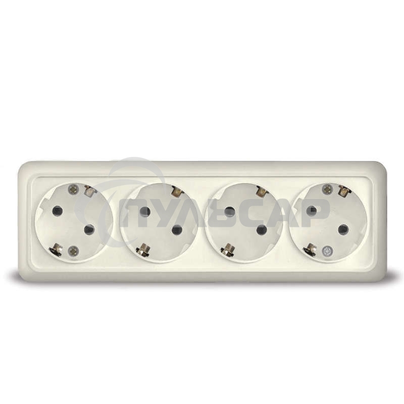 Розетка 4-м ОП Олимп с заземл. беж. UNIVersal 1169