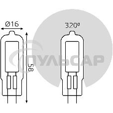 Лампа cветодиодная Gauss LED G4 AC220-240V 4.5W 3000K Glass 1/10/200