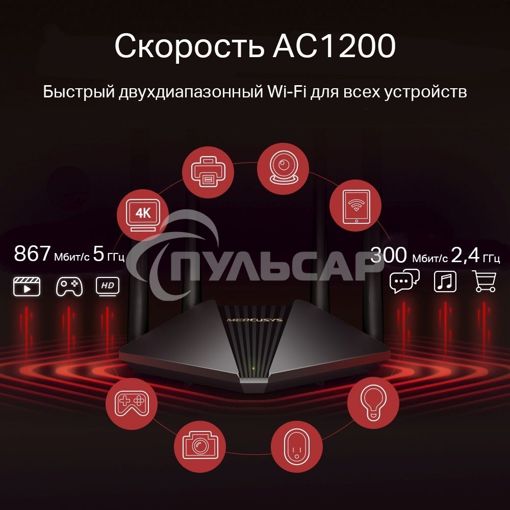 Двухдиапазонный гигабитный Wi-Fi роутер Mercusys MR1200G AC1200