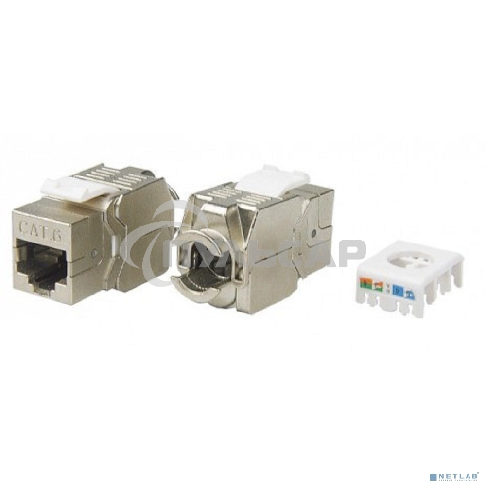 Hyperline KJ8-8P8C-C6-180-TLS-SH-F-WH Вставка Keystone Jack RJ-45(8P8C), категория 6, экранированная, тип 180 градусов, Toolless, белая