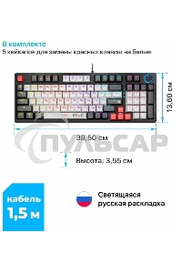 Клавиатура проводная Defender Hawk GK-418, USB, черный/белый