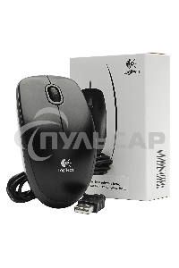 Мышь проводная Logitech B100 черный, 1000 dpi, USB, кнопки - 3