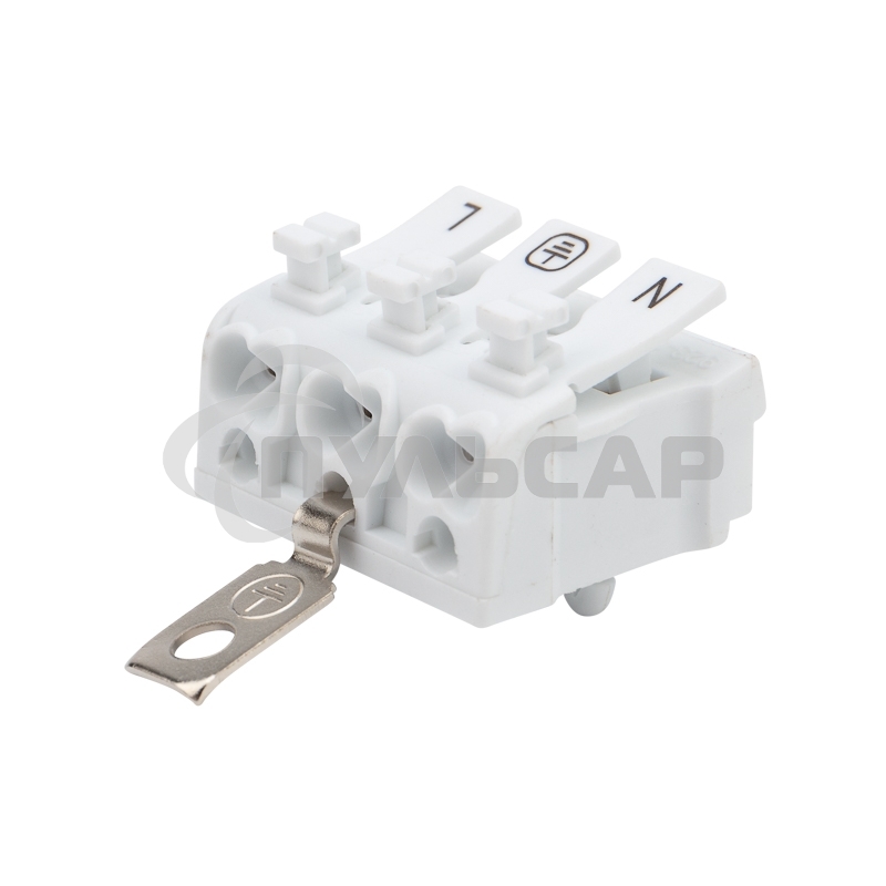 Клемма пружинная соединительная КСП 3-полюсная с заземлением и с монтажными ножками (100 шт./уп.) Rexant