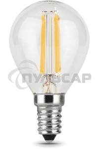 Лампа светодиодная Filament Шар E14 5Вт 4100К Gauss 105801205