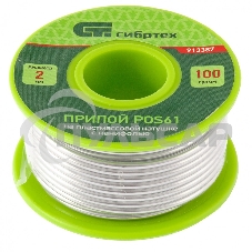 Припой с канифолью, D 2 мм, 100 г, POS61, на пластмассовой катушке Сибртех Припой с канифолью, D 2 мм, 100 г, POS61, на пластмассовой катушке Сибртех