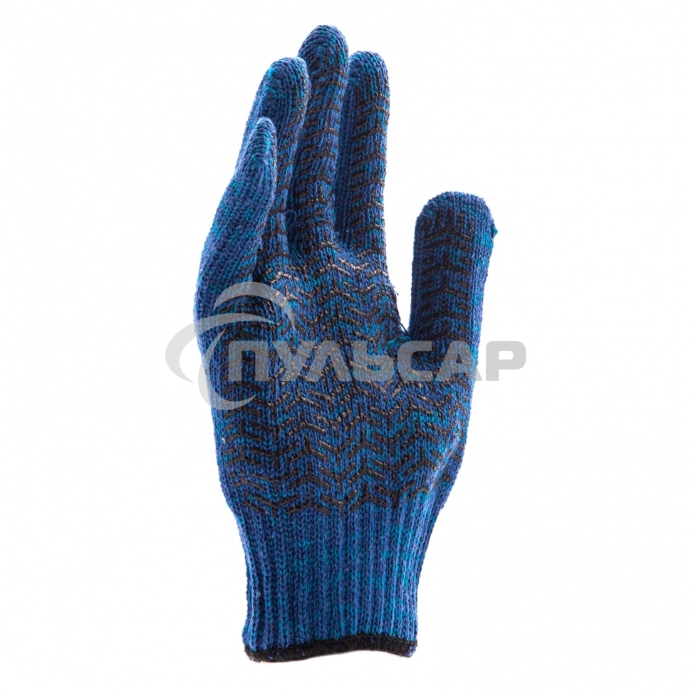 Перчатки трикотажные усиленные, гелевое ПВХ-покрытие, 7 класс, синие, Россия Сибртех