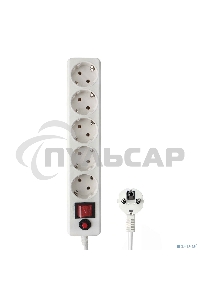 Сетевой фильтр Гарнизон EHLW-2 5р 10А 3м белый