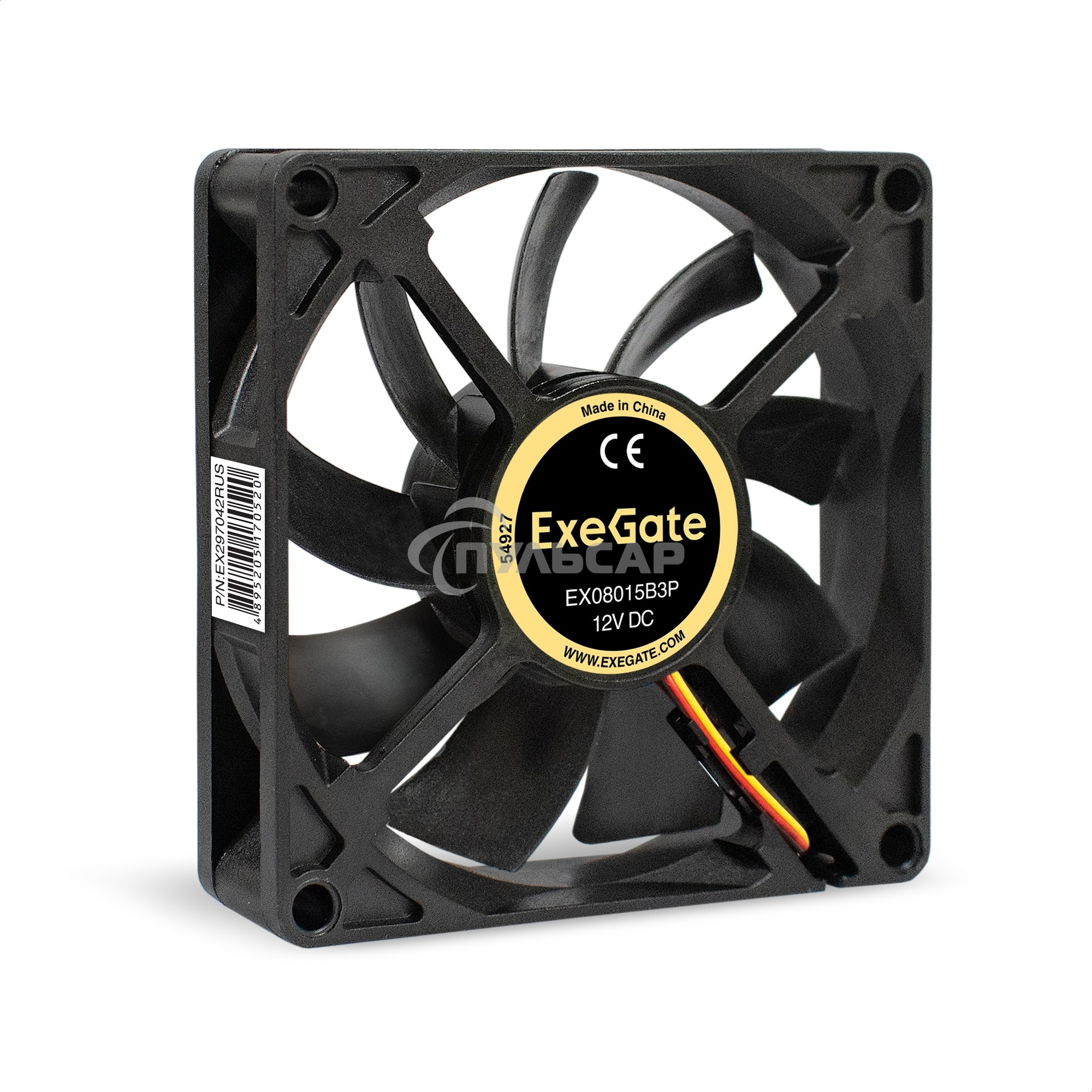 Вентилятор для корпуса ExeGate EX08015B3P черный, 80 мм, 2000 об/мин, 21 дБ, 3 pin