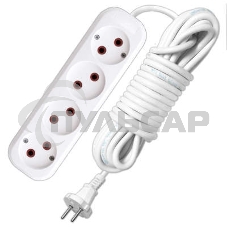 Удлинитель 4х3м без заземл. 6А IP20 У6-766М ПВС 2х0.75 UNIVersal 766М-03