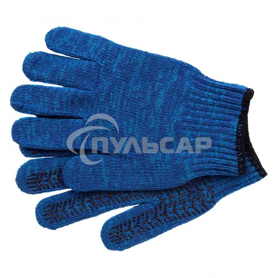 Перчатки трикотажные усиленные, гелевое ПВХ-покрытие, 7 класс, синие, Россия Сибртех