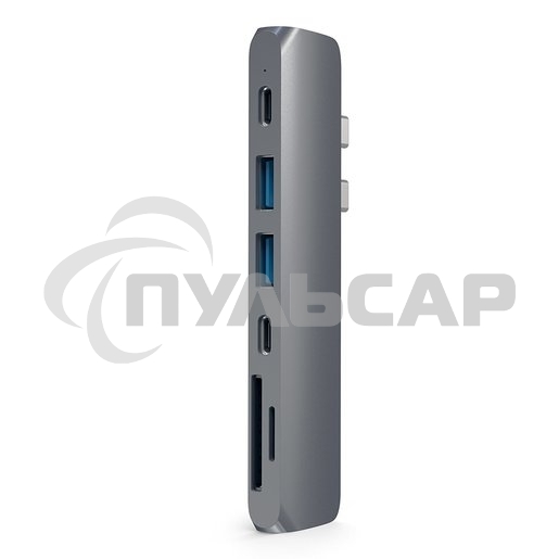 USB-хаб Satechi Aluminum Pro Hub для Macbook Pro (USB-C). Порты: HDMI, Thunderbolt 3, USB Type-C, SD, microSD, 2 x USB 3.0. серый космос.