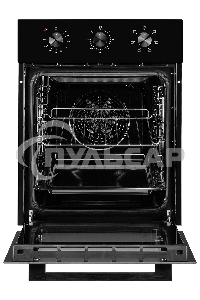 Встраиваемый духовой шкаф Monsher MOE 4563 Noir, электрический, High-Tech, объем 50 л, конвекция, гриль, 3 стекла в дверце, съемные стекла, съемная дверца, телескопические направляющие, черный