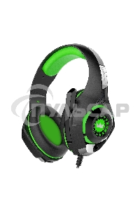 Гарнитура игровая CROWN CMGH-102T Black&green (Подключение USB, встроенная аудио карта, Частотный диапазон: 20Гц-20,000 Гц,Кабель 2.1м,Размер D 250мм)