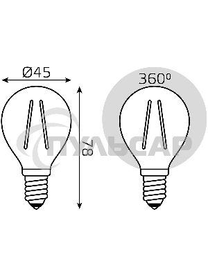 Лампа светодиодная Filament Шар E14 5Вт 4100К Gauss 105801205