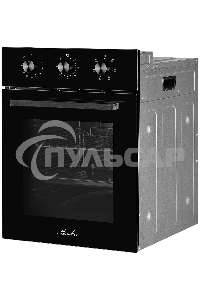 Встраиваемый духовой шкаф Monsher MOE 4563 Noir, электрический, High-Tech, объем 50 л, конвекция, гриль, 3 стекла в дверце, съемные стекла, съемная дверца, телескопические направляющие, черный