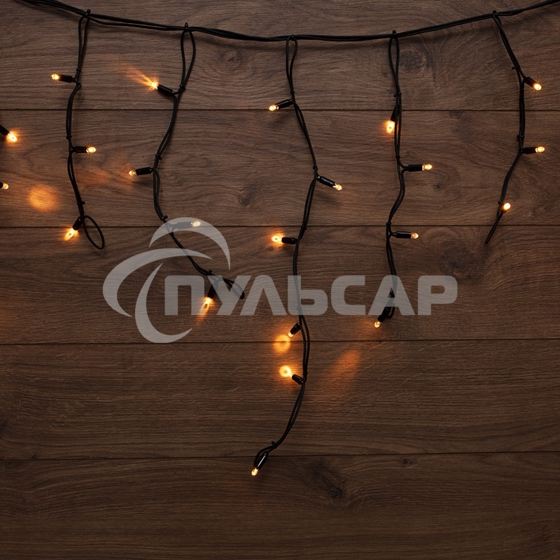 Гирлянда Neon-night Айсикл (Бахрома) светодиодная 5х0,7 м, 152 LED, черный провод каучук, теплое белое свечение