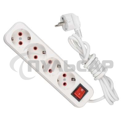 Удлинитель LEZARD 720-0403-402с/з 4входа 3м с выключателем серии LILA