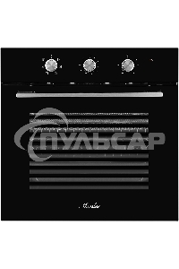 Духовой шкаф MONSHER MOE 6062 Noir, 5 режимов работы, объем духовки 58 л., утапливаемые переключатели, механический таймер, 2 стекла в дверце, энергоэффективность А, цвет: черный,фурнитура серебряная