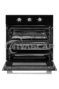 Духовой шкаф MONSHER MOE 6062 Noir, 5 режимов работы, объем духовки 58 л., утапливаемые переключатели, механический таймер, 2 стекла в дверце, энергоэффективность А, цвет: черный,фурнитура серебряная