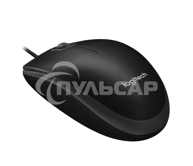 Мышь проводная Logitech B100 черный, 1000 dpi, USB, кнопки - 3