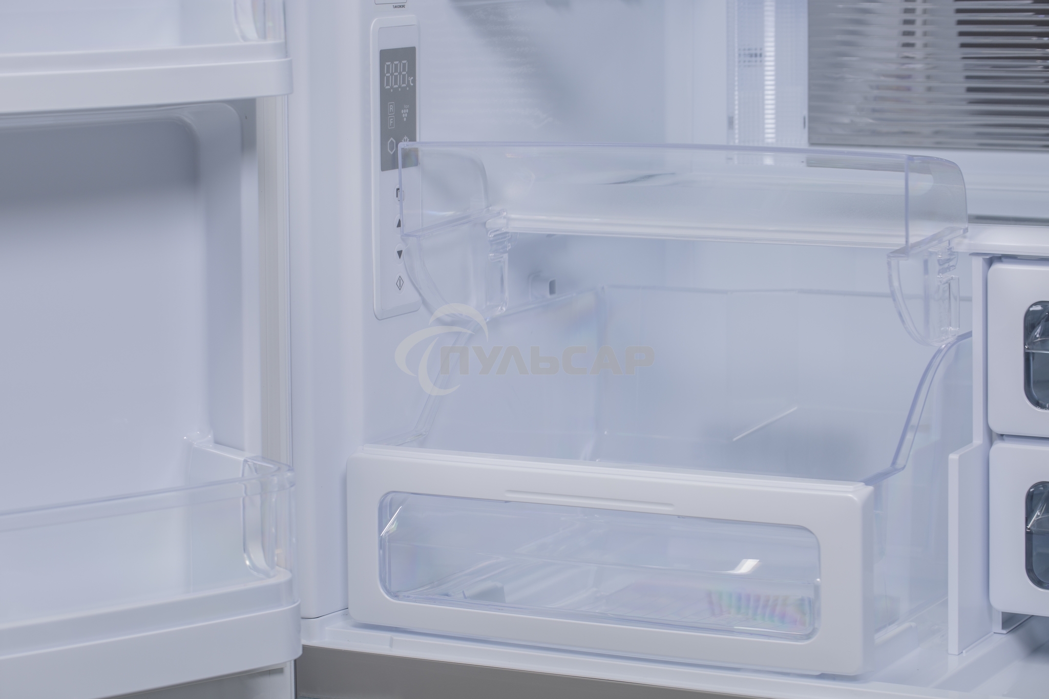Холодильник Sharp SJGX98PWH белое стекло четырехкамерный 394/211л морозилка снизу