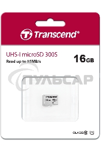 Флеш карта microSD 16Gb Transcend microSDHC Class 10 UHS-1 U1, (без адаптера), TLC