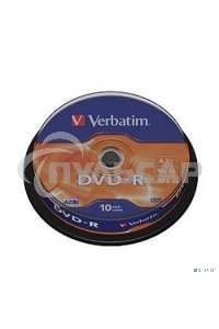 Диск DVD-R Verbatim 4.7Gb 16x Cake Box (10шт) (43523)