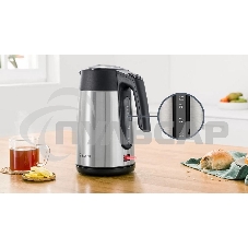 Чайник электрический Bosch TWK7L460, 1,7л, 2400 Вт., нерж.сталь, шкала уровня воды