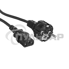 Кабель питания ExeGate Power PC-1P (Евровилка Schuko->С13) VDE-250V-3*0.75-CU, 10A, черный, 1.0м