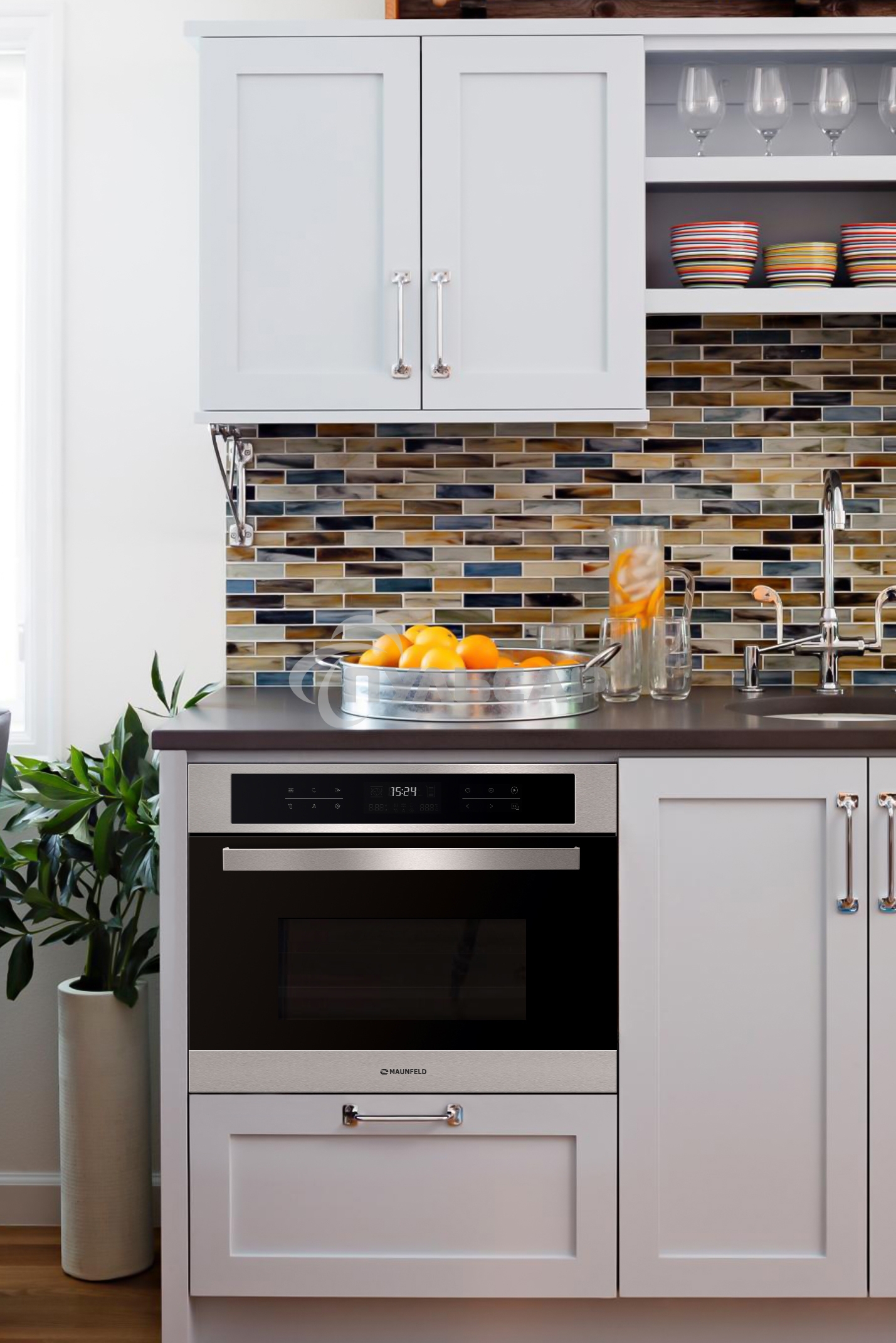 Шкаф духовой электрический с функцией СВЧ Maunfeld MCMO.44.9S, встраиваемый