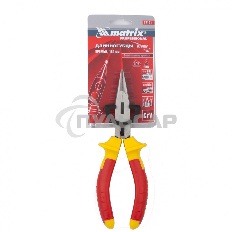 Длинногубцы Matrix прямые Insulated, 160мм, двухкомпонентные рукоятки PROFESSIONAL