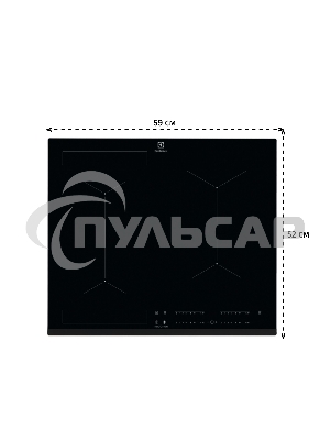 Индукционная варочная панель Electrolux CIV634 на 4 конфорки, cтеклокерамика, мощность: 7200 Вт, независимая установка, слайдерное управление,размеры (ШхГ): 59x52 см