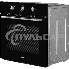 Духовой шкаф MONSHER MOE 6062 Noir, 5 режимов работы, объем духовки 58 л., утапливаемые переключатели, механический таймер, 2 стекла в дверце, энергоэффективность А, цвет: черный,фурнитура серебряная