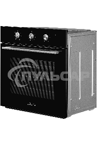 Духовой шкаф MONSHER MOE 6062 Noir, 5 режимов работы, объем духовки 58 л., утапливаемые переключатели, механический таймер, 2 стекла в дверце, энергоэффективность А, цвет: черный,фурнитура серебряная