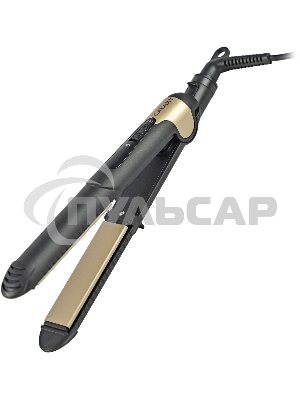 Щипцы для волос Galaxy Line GL 4519, черный, 40 Вт, максимальная температура 180°С, керамическое покрытие поверхностей, индикатор работы, ножка-подставка для обеспечения защиты от нагрева поверхности стола, шнур питания, вращающийся на 360°, подвесная пет