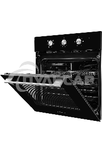 Духовой шкаф MONSHER MOE 6062 Noir, 5 режимов работы, объем духовки 58 л., утапливаемые переключатели, механический таймер, 2 стекла в дверце, энергоэффективность А, цвет: черный,фурнитура серебряная