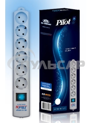 Сетевой фильтр ZIS Pilot S, 6 розеток, 3м, белый, Pilot S3M