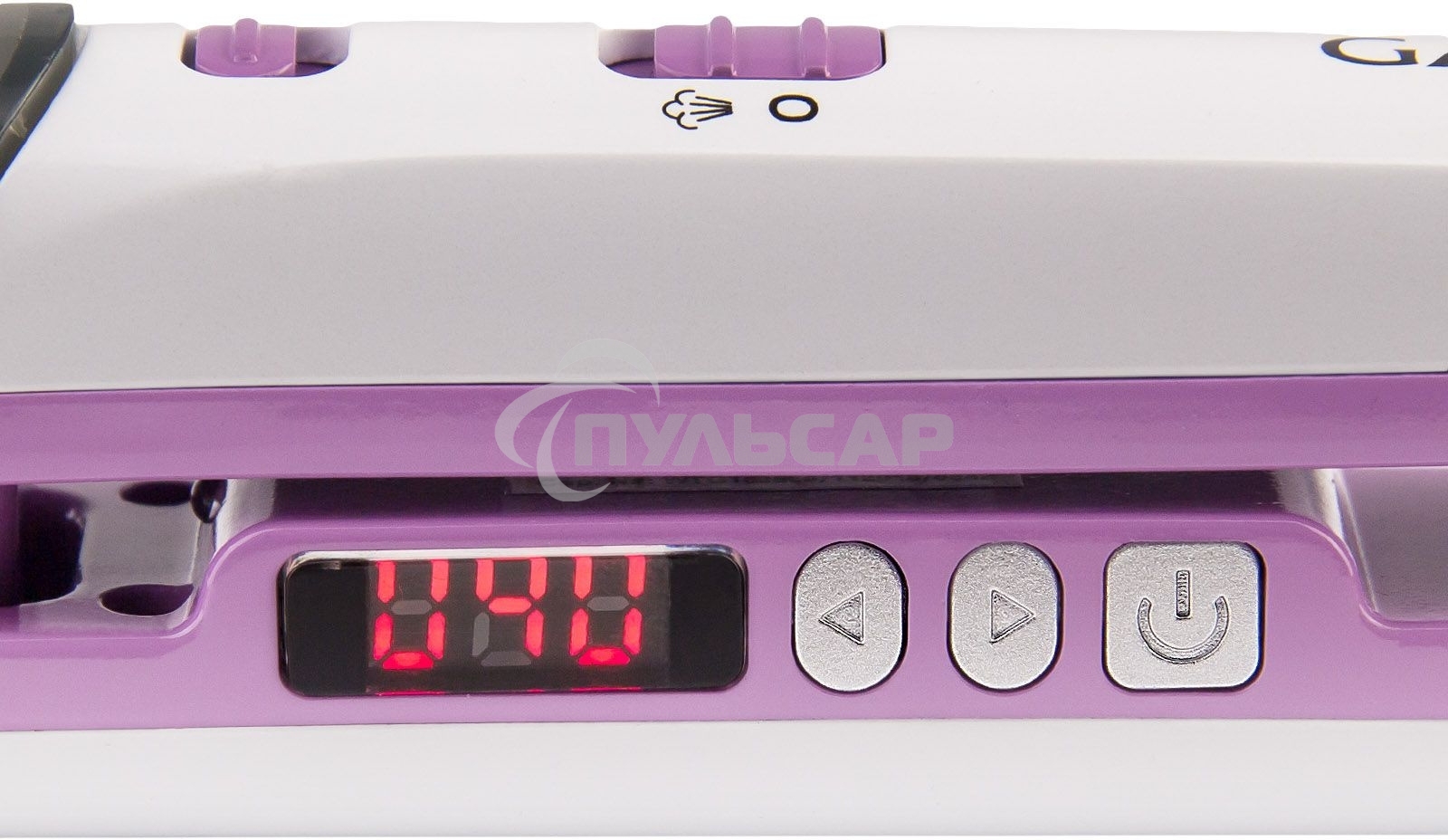 Щипцы для волос Galaxy Line GL 4516, фиолетовый, 45 Вт, максимальная температура 200°С, система ультразвукового распыления воды, съемный резервуар для воды, нагр. элемент с защитой от перегрева, пластины с керам. покрытием, ЖК-дисплей с индикацией темпера