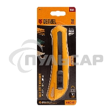 Нож, 18 мм, сменное лезвие, SK4, облегченный корпус, нажимной фиксатор Denzel