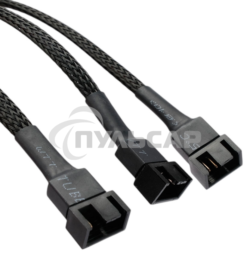 Кабель-разветвитель питания FAN Cablexpert CC-FAN-1F3M-27CM, 4pin(f)/3x4pin(m), PWM(ШИМ), медь, 27см, черный, пакет