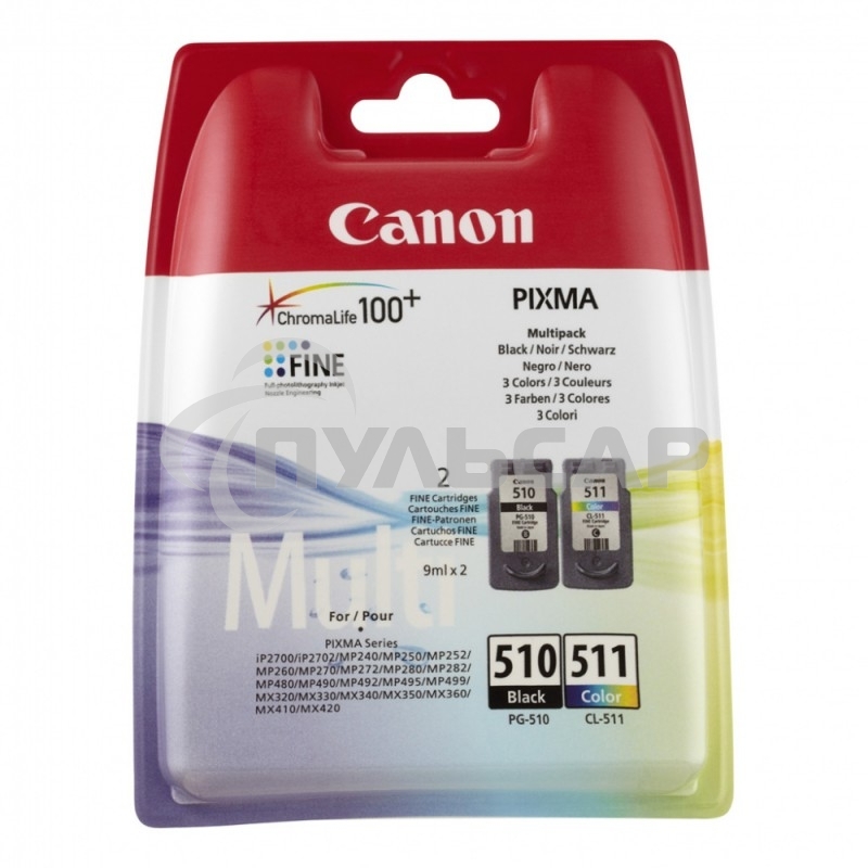 Картридж струйный PG-510/CL-511 (2970B010), для Canon PIXMA MP240/260/480, MX320/330, 3 цвета, 244 стр.