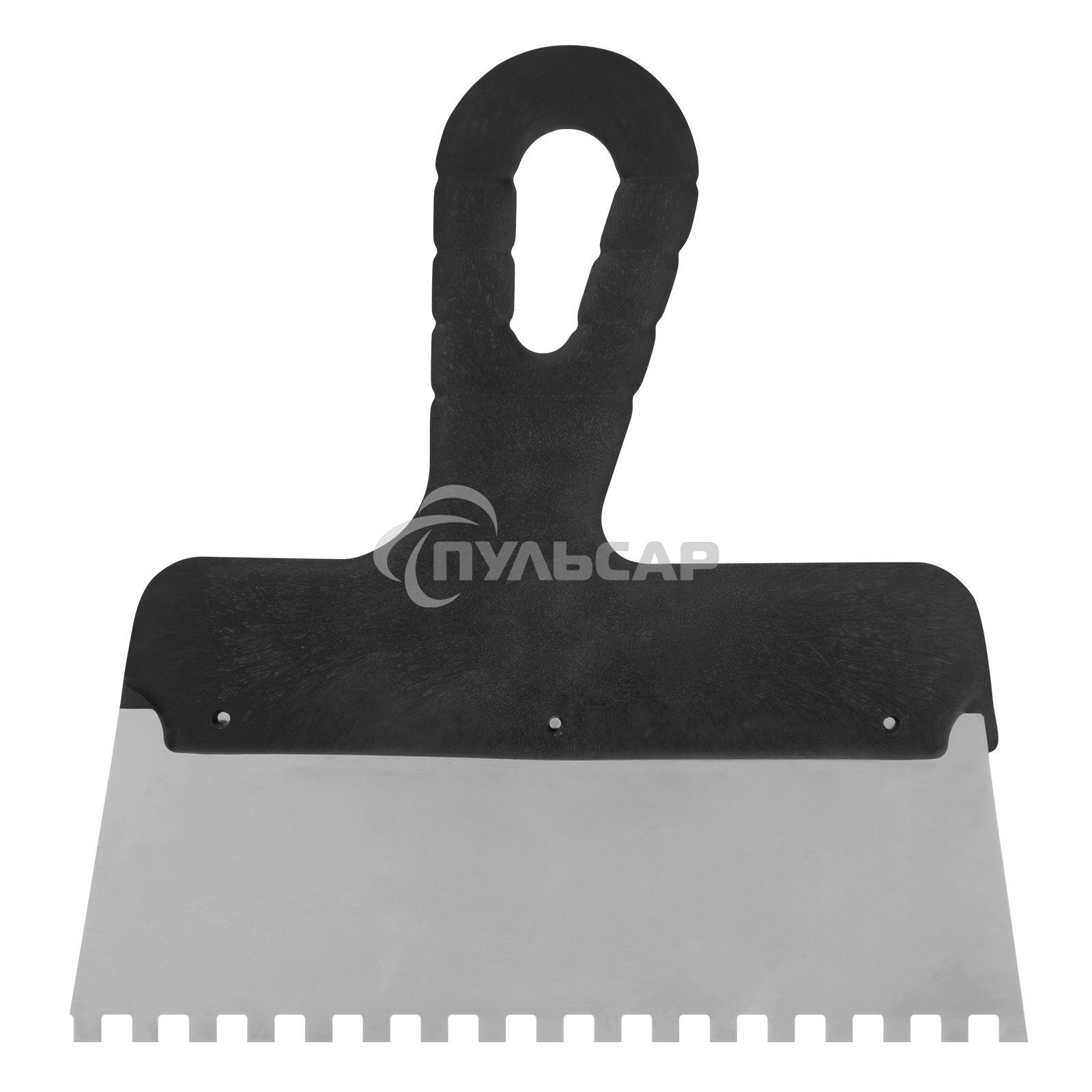 Шпатель из нержавеющей стали Сибртех 200 мм, зуб 6х6 мм, пластмассовая ручка 85464