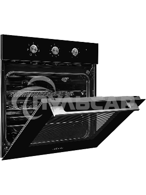 Духовой шкаф MONSHER MOE 6062 Noir, 5 режимов работы, объем духовки 58 л., утапливаемые переключатели, механический таймер, 2 стекла в дверце, энергоэффективность А, цвет: черный,фурнитура серебряная